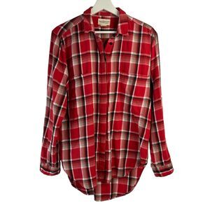Denim & Supply Sz M Ralph Lauren Button Front Red Plaid Shirt Oversized Cotton